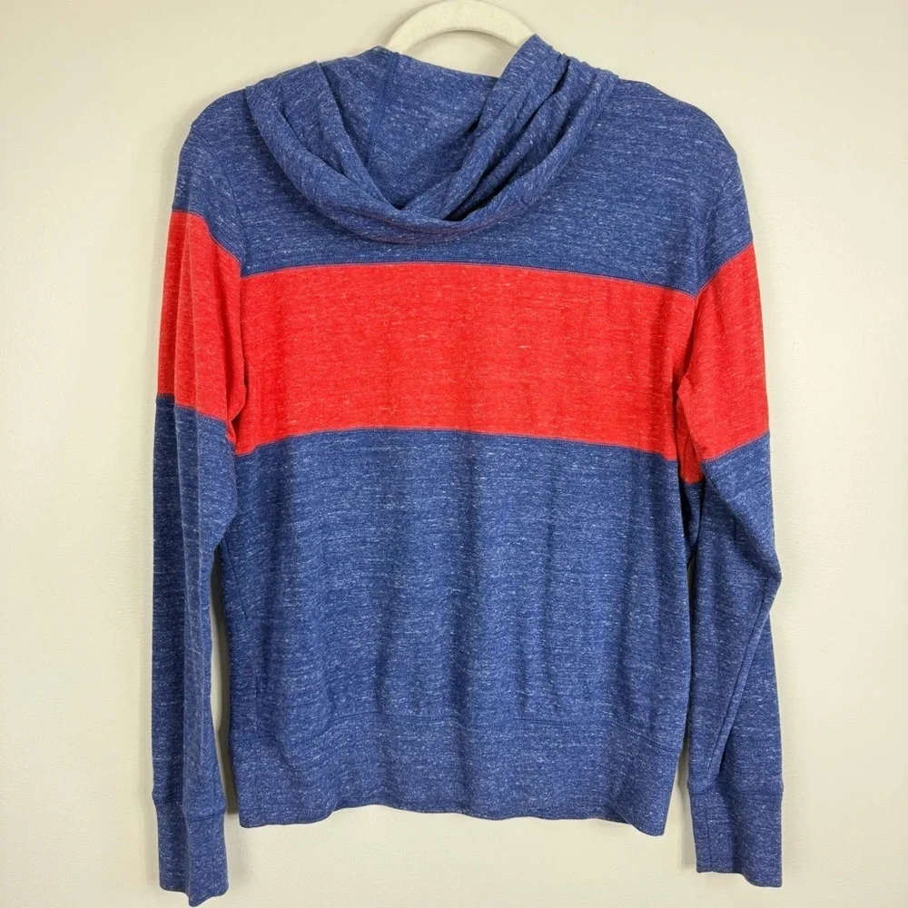 Nike Just Do It Top Womens Large Hooded Long Sleeve Blue Red Lounge Athletic